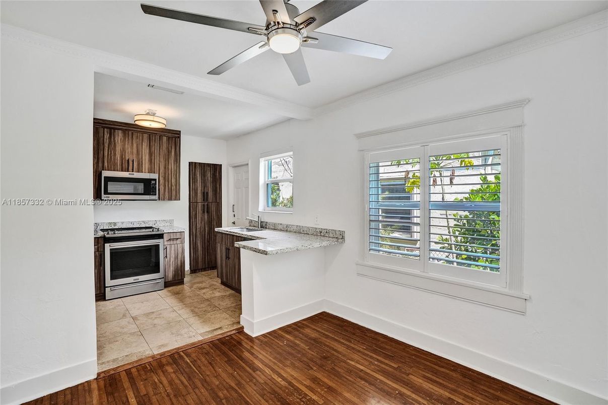 Interior, Kitchen, Stainless Steel Appliances, Wood Texture Flooring