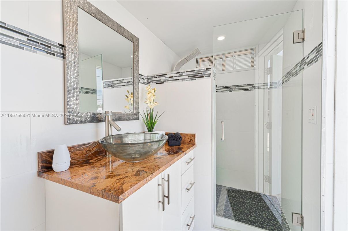 Bathroom, Glass Shower, Interior, Recessed Lighting