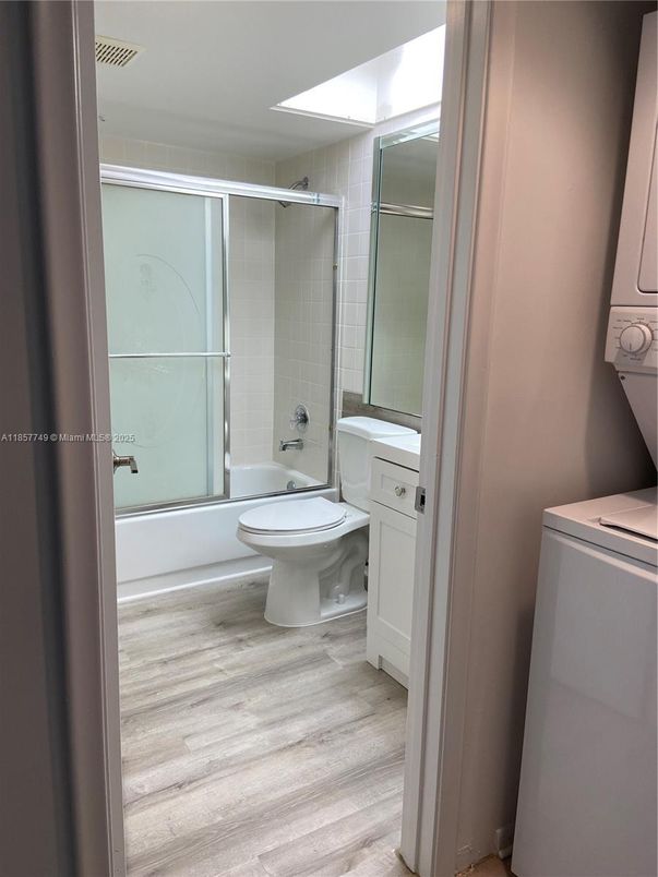 Bathroom, Glass Shower, Interior, Wood Texture Flooring