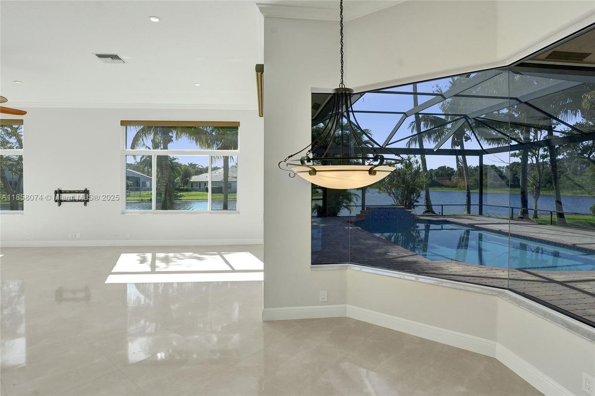 Glass Ceilings, Interior, Pendant Lights, Pool, Recessed Lighting, Sun Room, Water