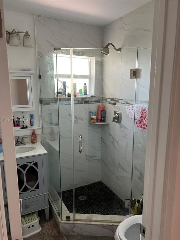 Bathroom, Glass Shower, Interior, Marble Walls