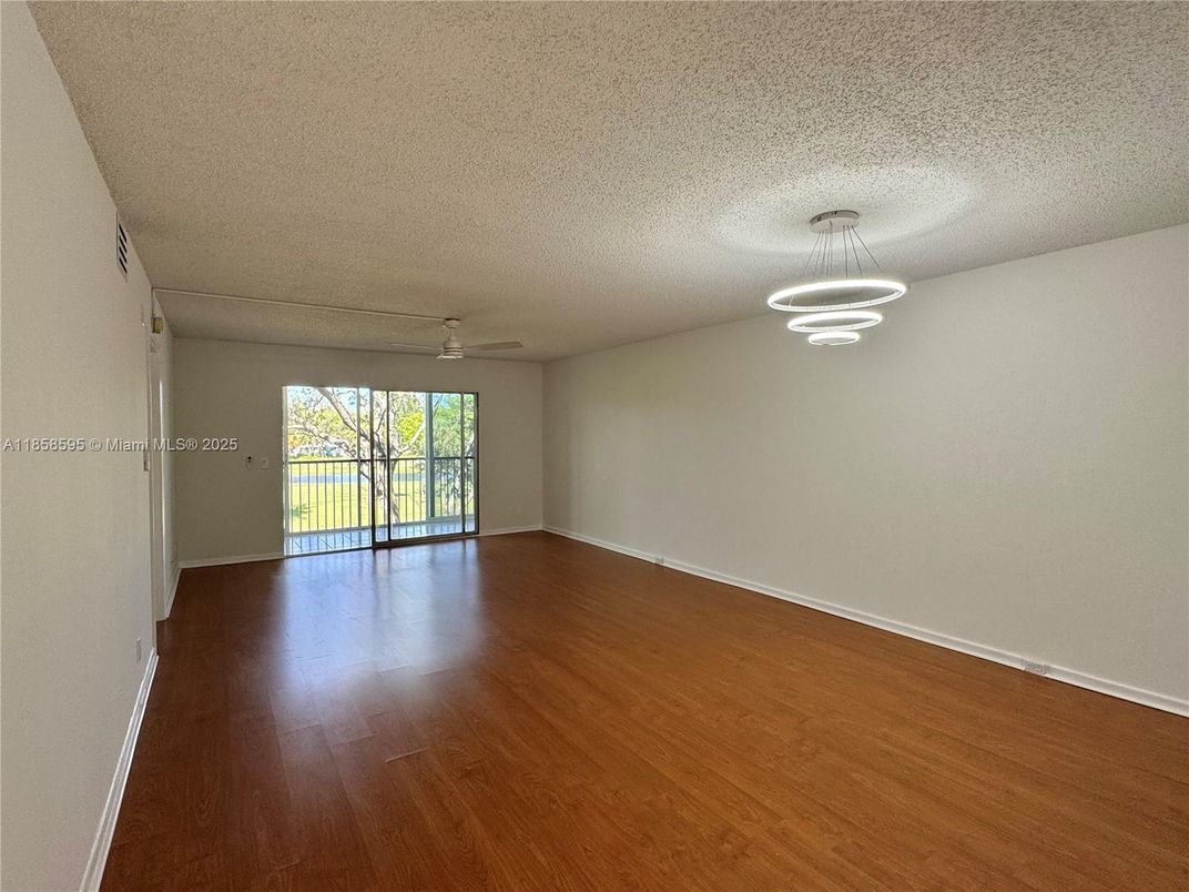 Empty room, Interior, Pendant Lights, Wood Texture Flooring
