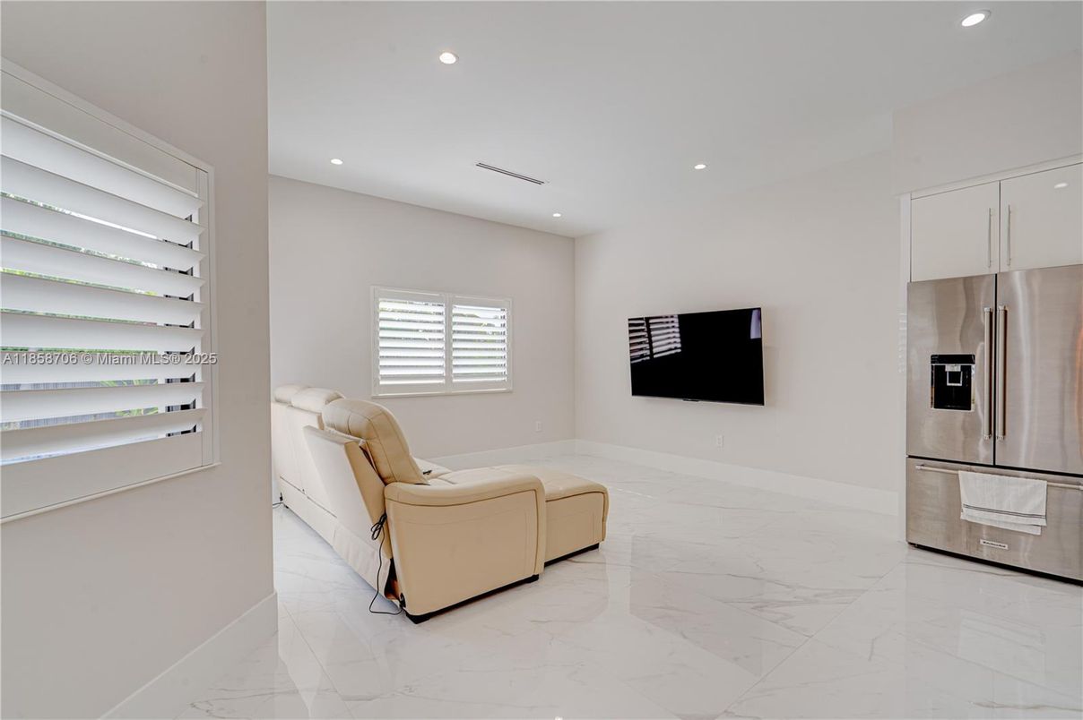 Interior, Marble, Recessed Lighting, Stainless Steel Appliances