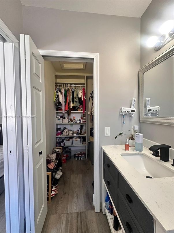 Bathroom, Interior, Walk-in Closets, Wood Texture Flooring