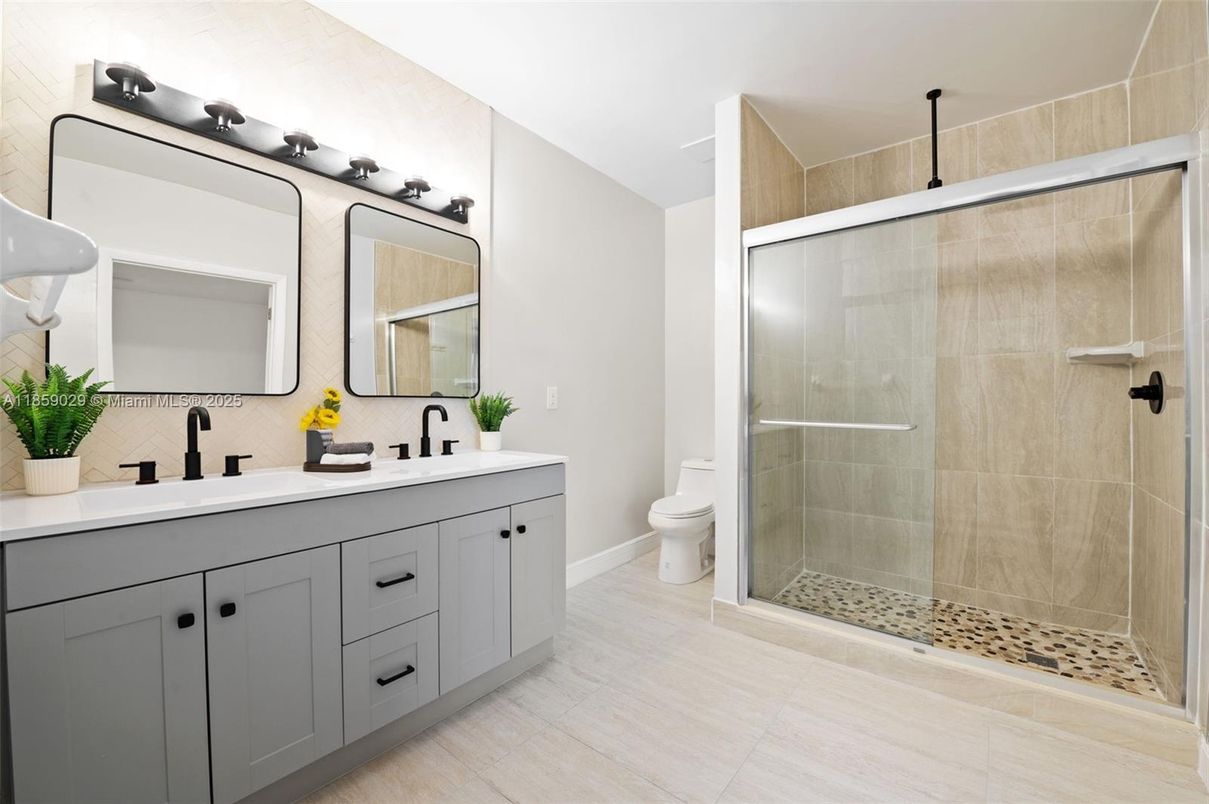 Bathroom, Dual Sink Vanities, Glass Shower, Interior