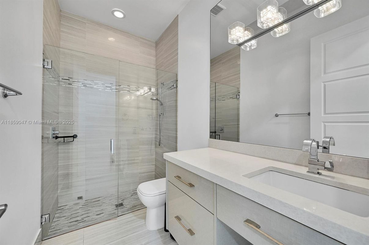 Bathroom, Glass Shower, Interior, Recessed Lighting