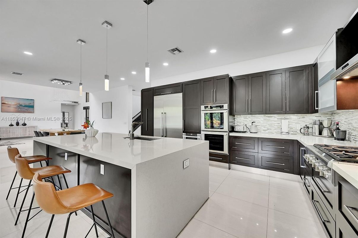 Interior, Kitchen, Pendant Lights, Recessed Lighting, Stainless Steel Appliances