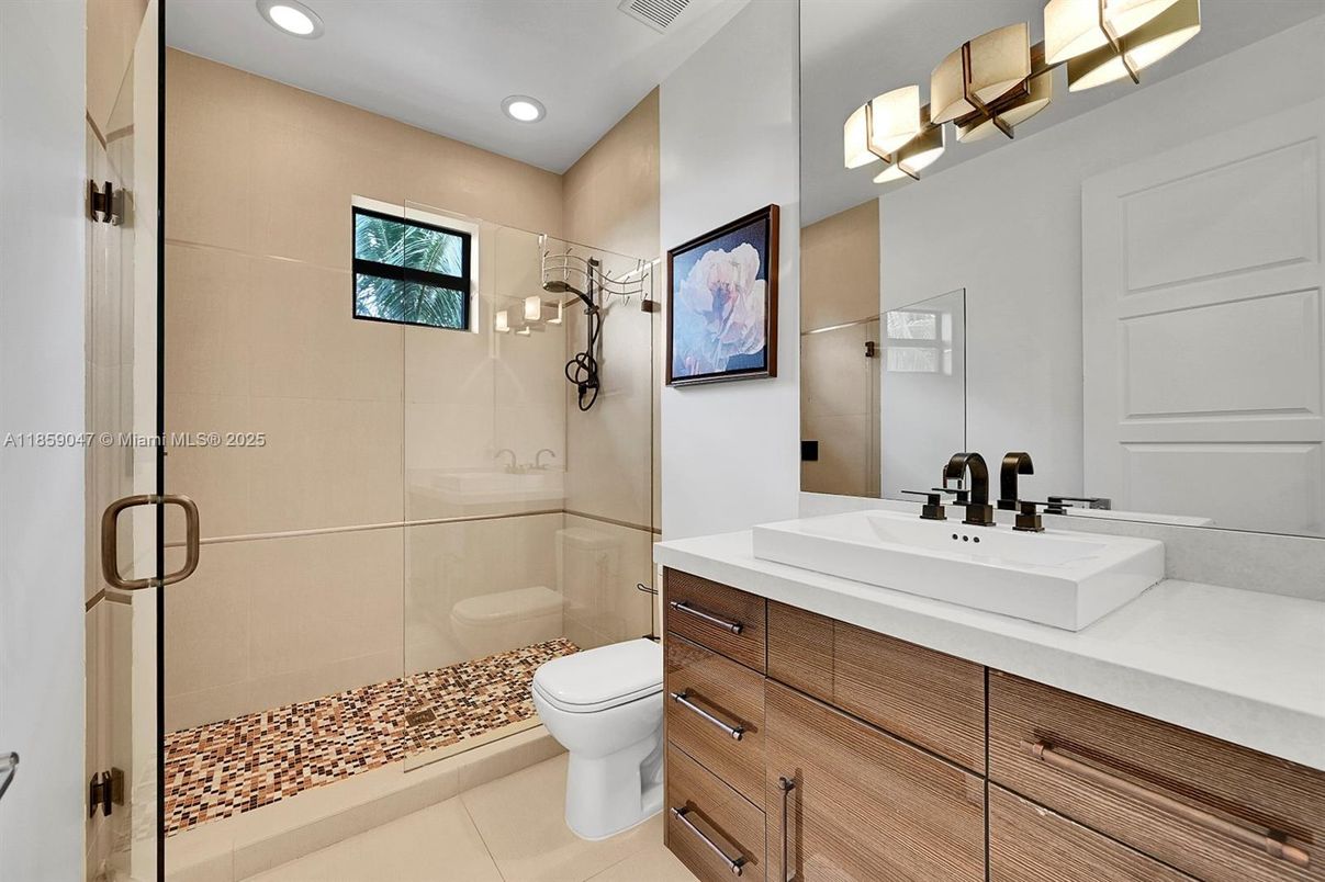 Bathroom, Glass Shower, Interior, Recessed Lighting