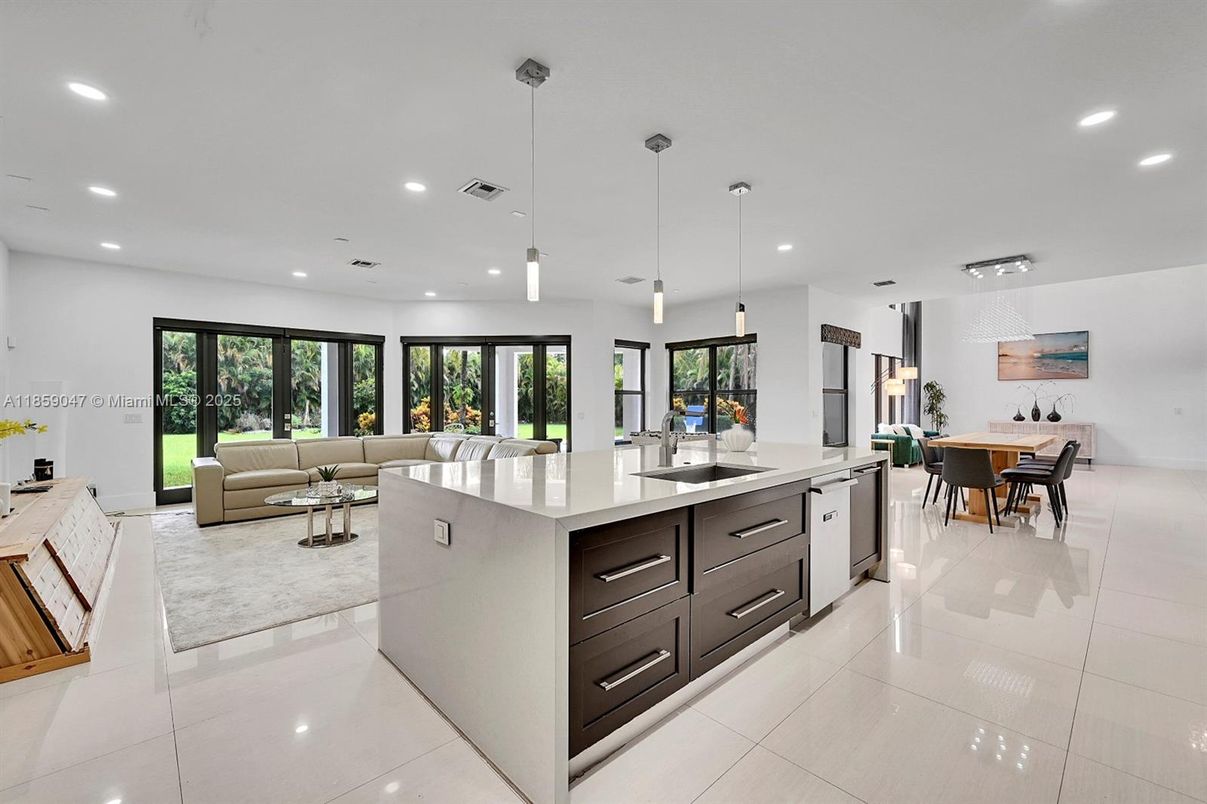 Dining room, Interior, Kitchen, Living room, Pendant Lights, Recessed Lighting