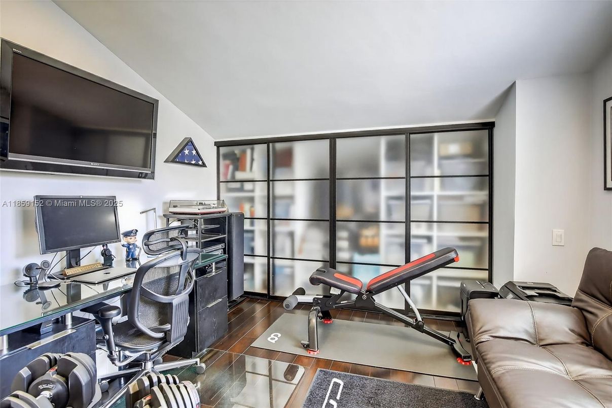 Fitness Equipment, Home Office, Interior, Wood Texture Flooring