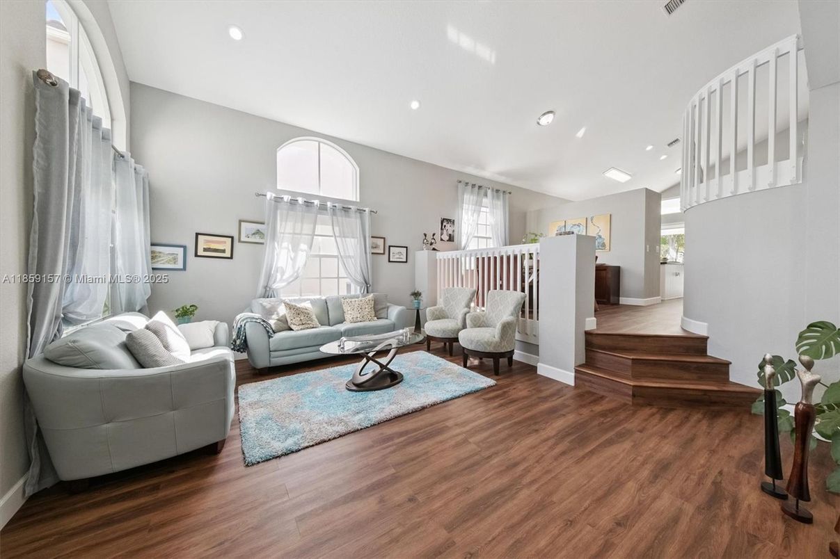 Interior, Living room, Recessed Lighting, Wood Texture Flooring