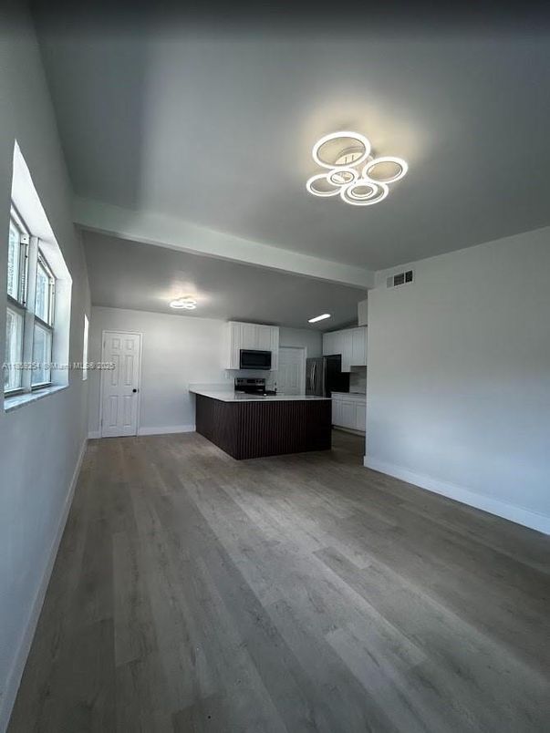 Interior, Kitchen, Pendant Lights, Stainless Steel Appliances, Wood Texture Flooring