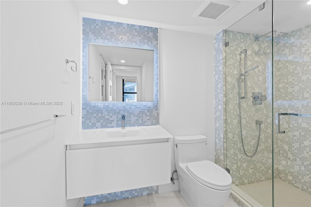 Bathroom, Glass Shower, Interior, Recessed Lighting