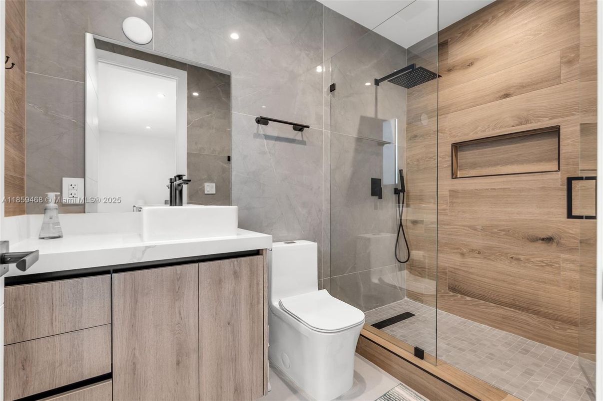 Bathroom, Glass Shower, Interior, Recessed Lighting