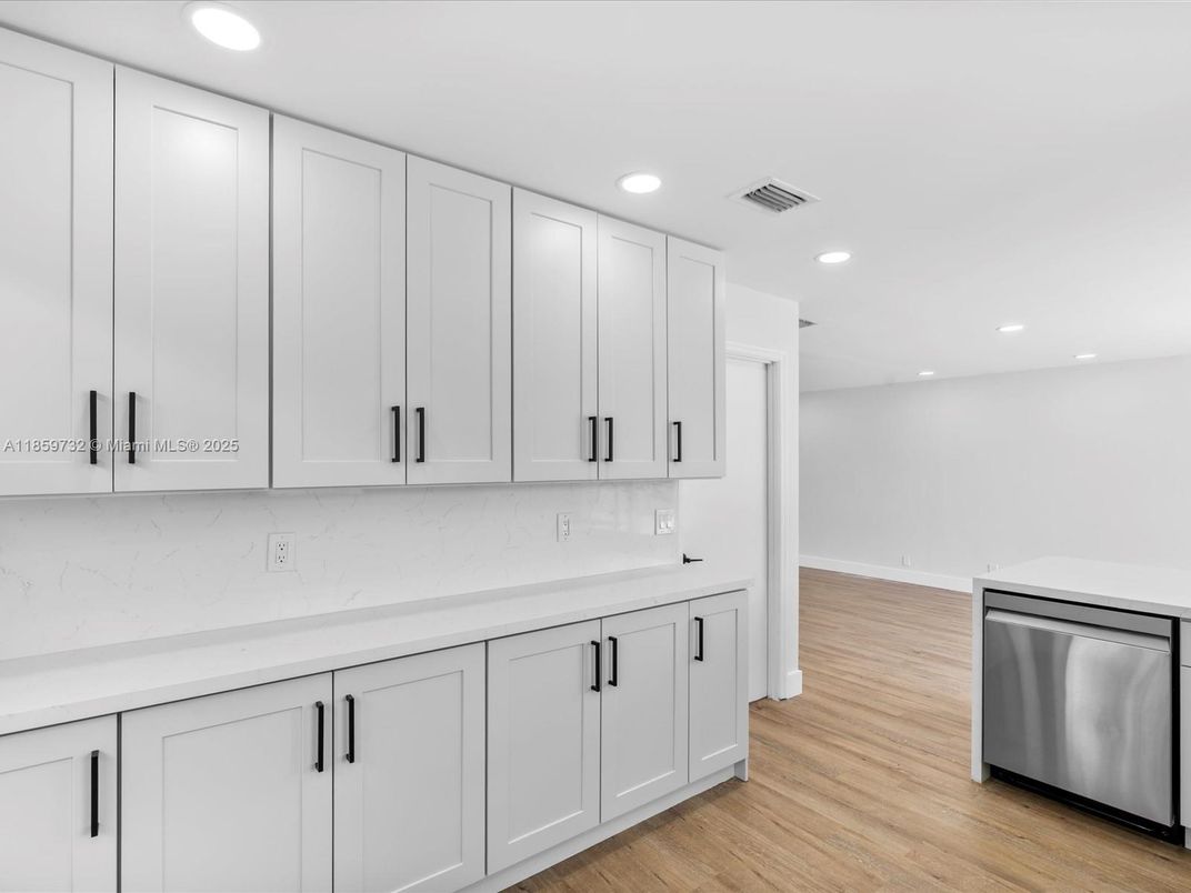 Interior, Kitchen, Recessed Lighting, Wood Texture Flooring