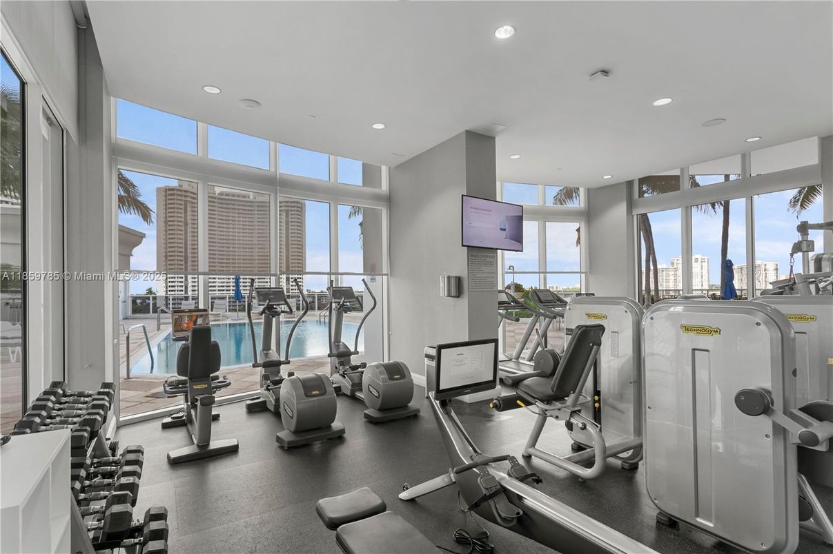 Fitness Equipment, Gym, Interior, Recessed Lighting, Water