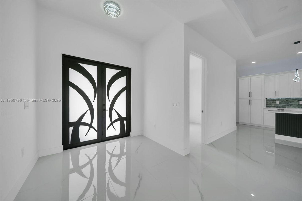 Empty room, Interior, Kitchen, Marble, Recessed Lighting