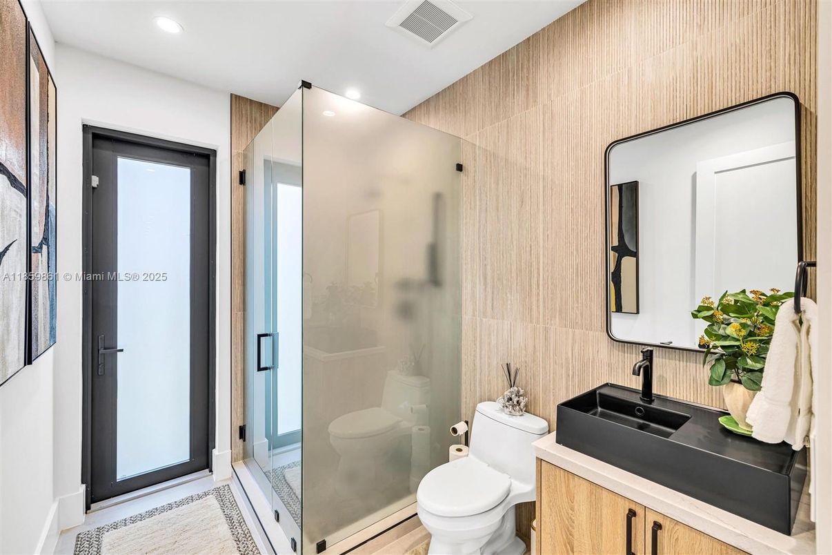 Bathroom, Glass Shower, Interior, Recessed Lighting