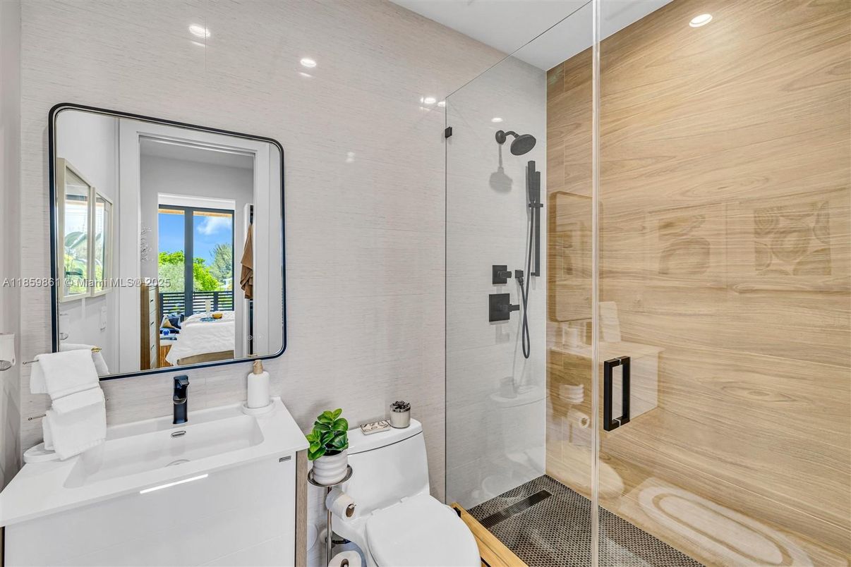 Bathroom, Glass Shower, Interior, Recessed Lighting