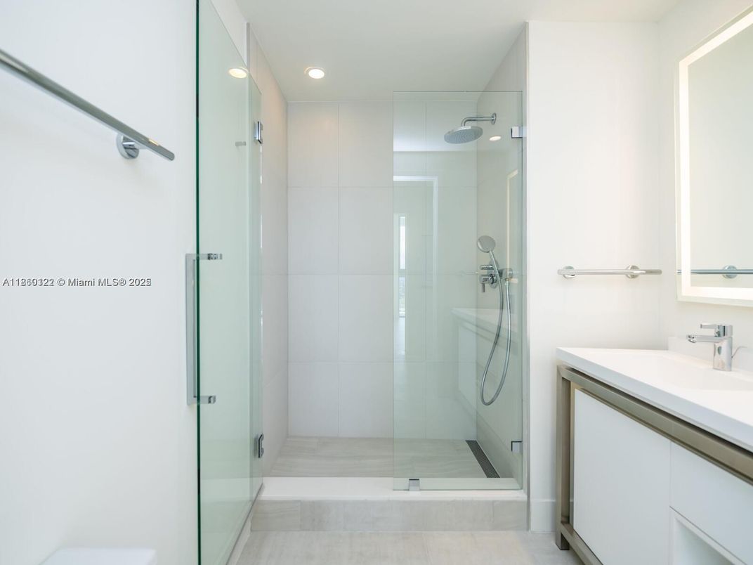 Bathroom, Glass Shower, Interior, Recessed Lighting