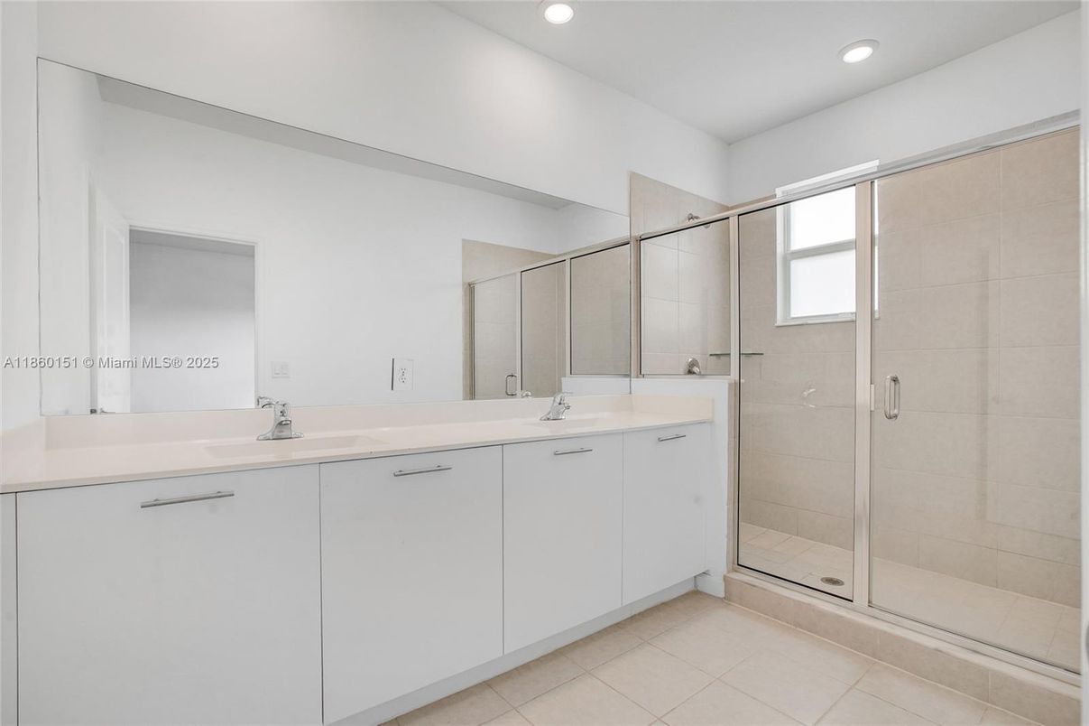 Bathroom, Dual Sink Vanities, Glass Shower, Interior, Recessed Lighting