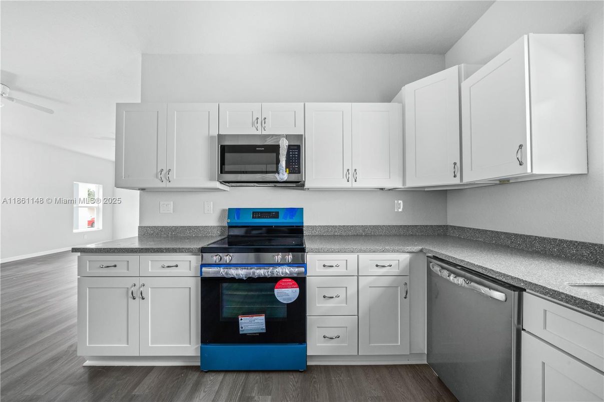 Interior, Kitchen, Stainless Steel Appliances, Wood Texture Flooring