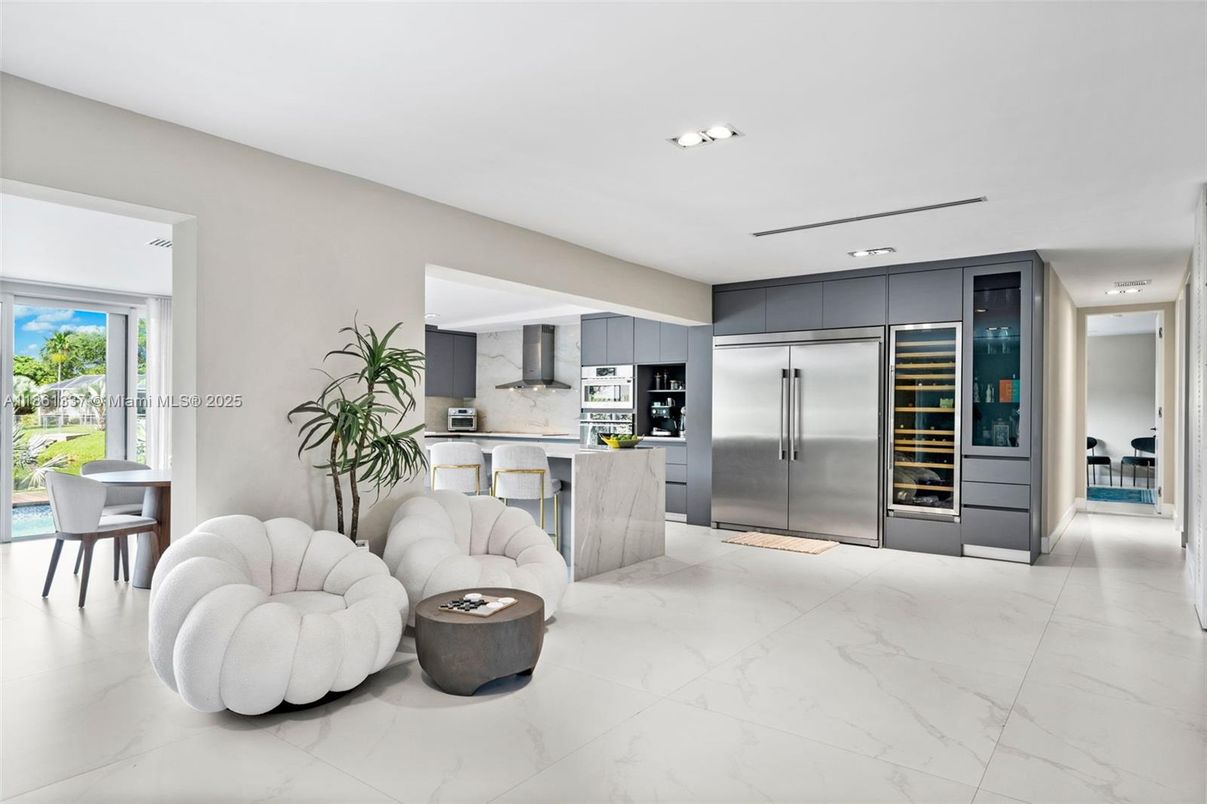 Interior, Kitchen, Marble, Recessed Lighting, Stainless Steel Appliances