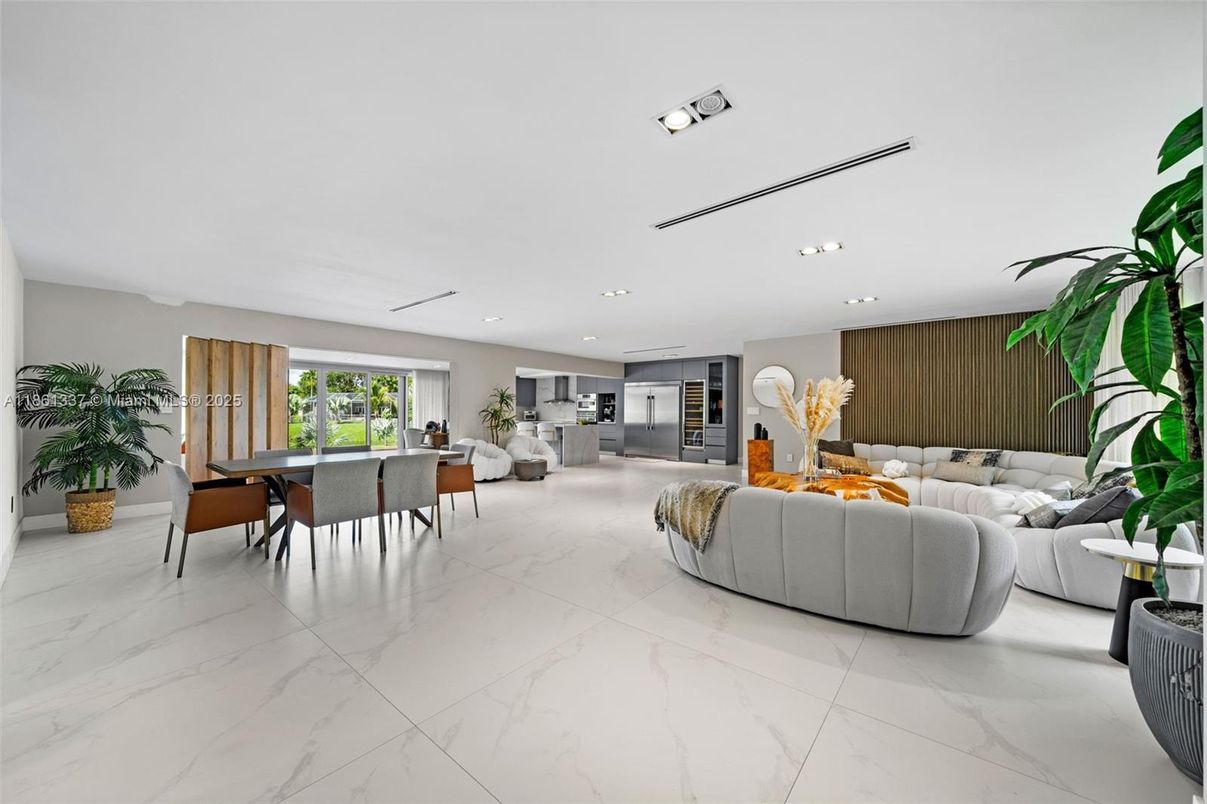 Dining room, Interior, Kitchen, Living room, Marble, Recessed Lighting
