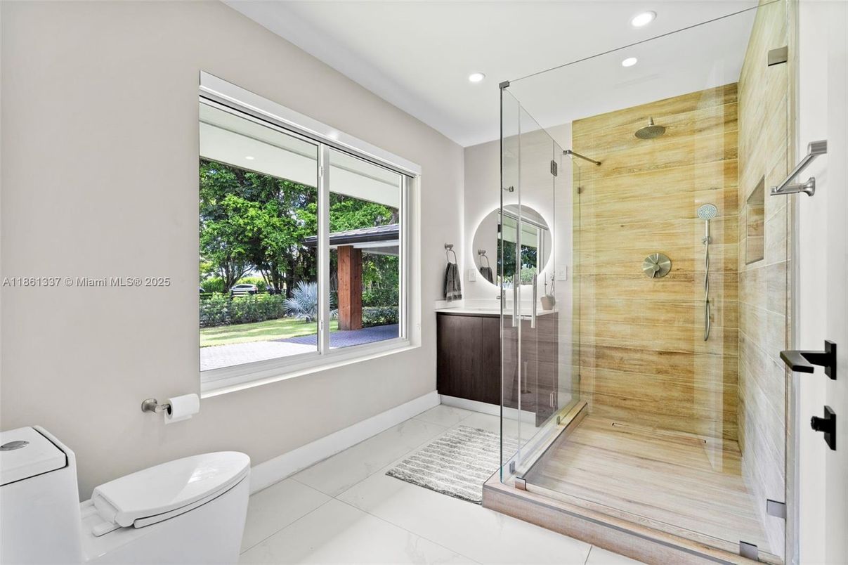Bathroom, Glass Shower, Interior, Recessed Lighting