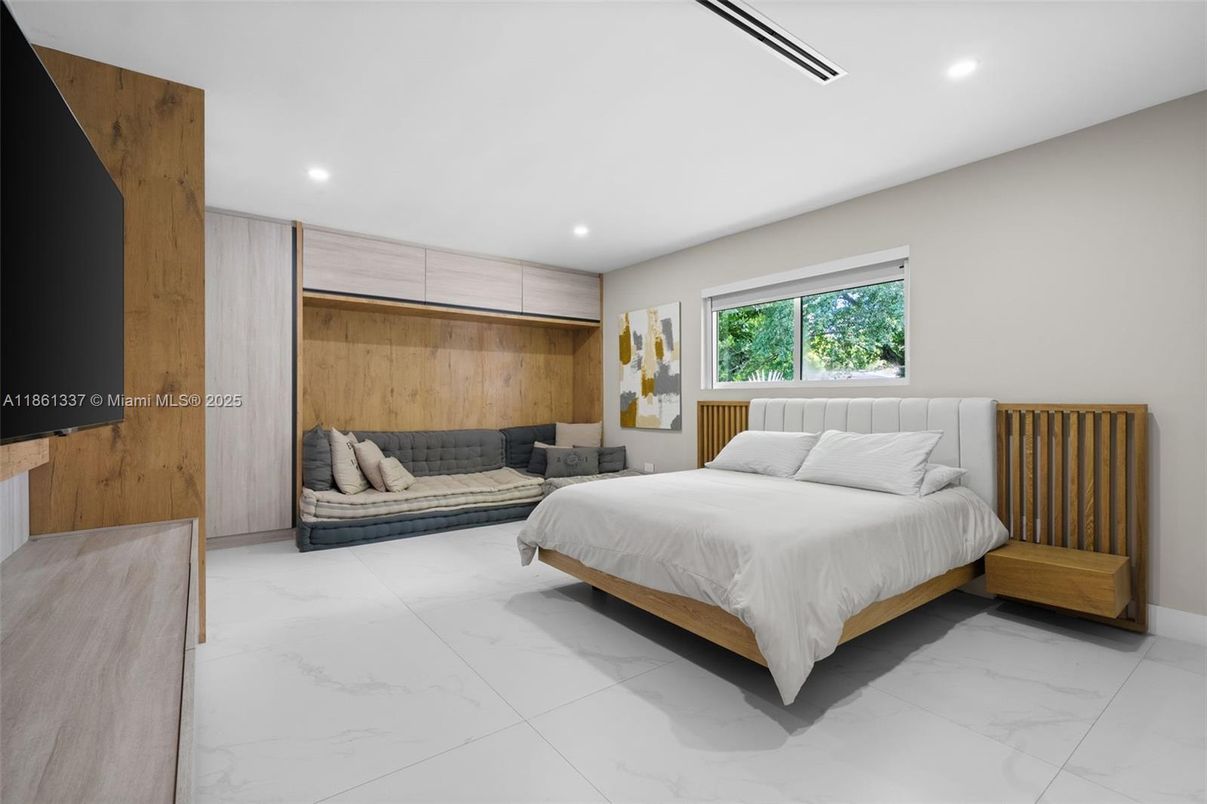 Bedroom, Interior, Marble, Recessed Lighting, Wooden Walls