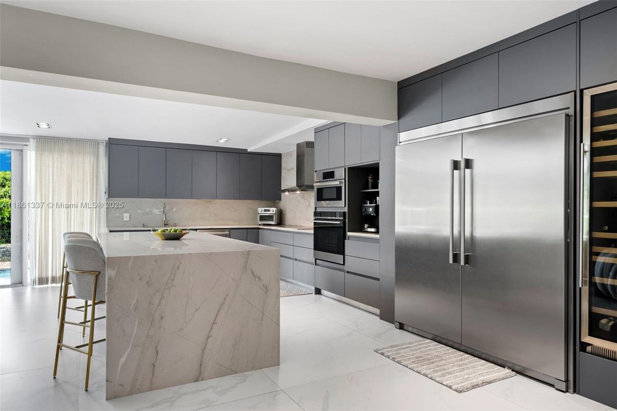 Interior, Kitchen, Marble, Recessed Lighting, Stainless Steel Appliances