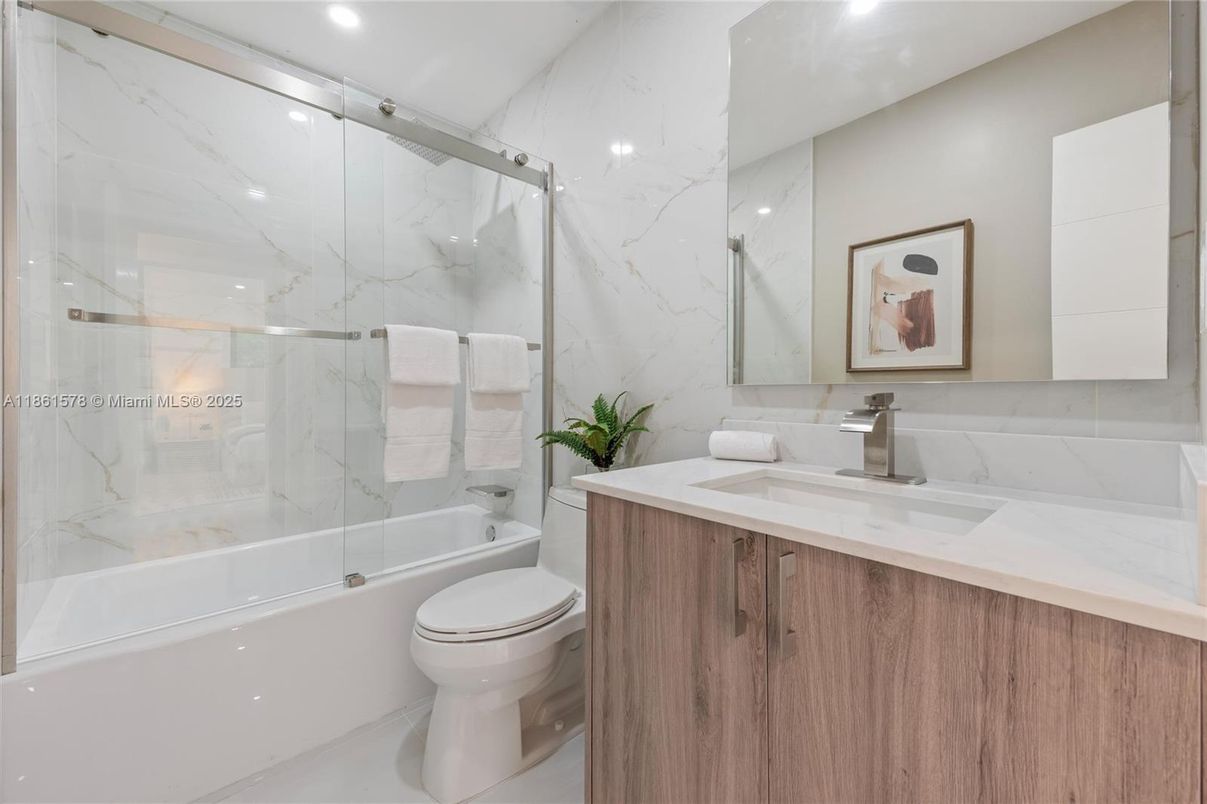 Bathroom, Glass Shower, Interior, Marble Walls, Recessed Lighting