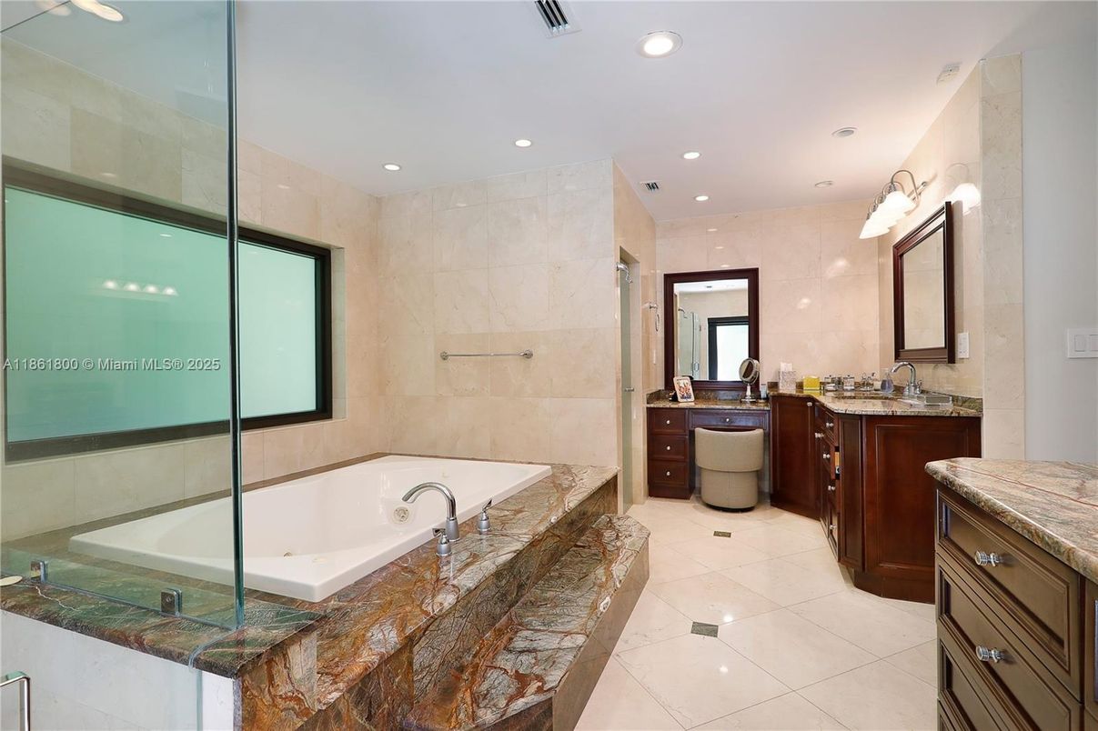 Bathroom, Dual Sink Vanities, Glass Shower, Interior, Recessed Lighting