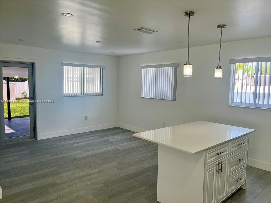 Empty room, Interior, Pendant Lights, Recessed Lighting, Wood Texture Flooring
