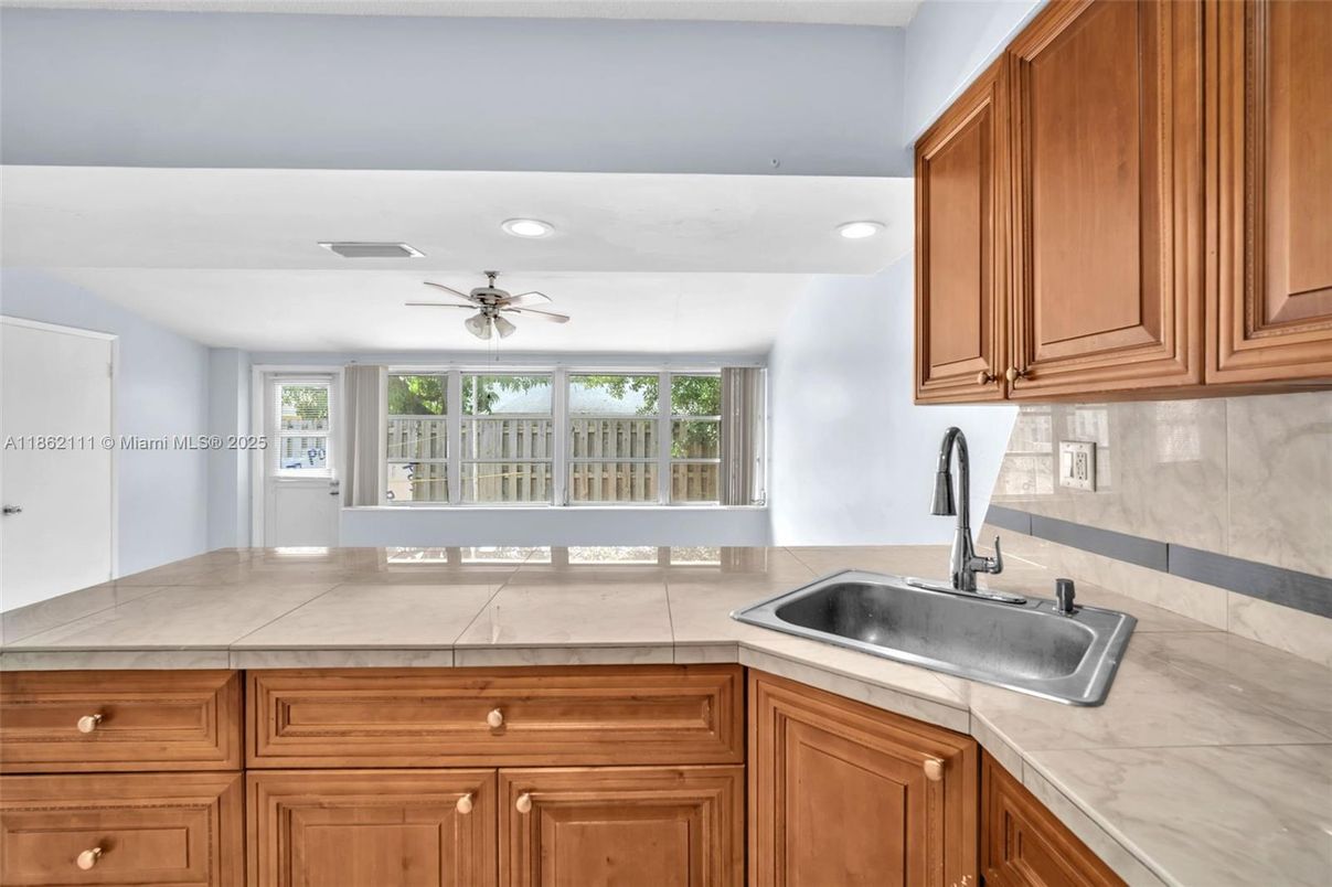 Interior, Kitchen, Recessed Lighting, Tile Countertops