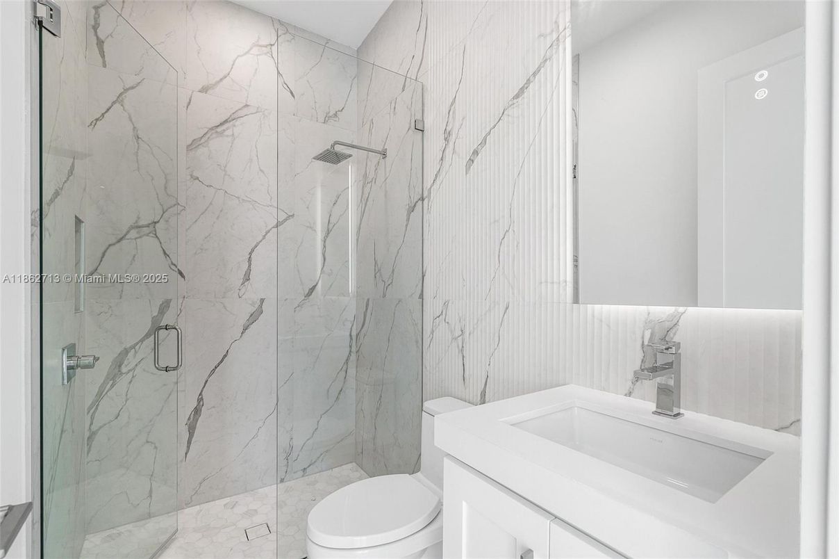 Bathroom, Glass Shower, Interior, Marble Walls