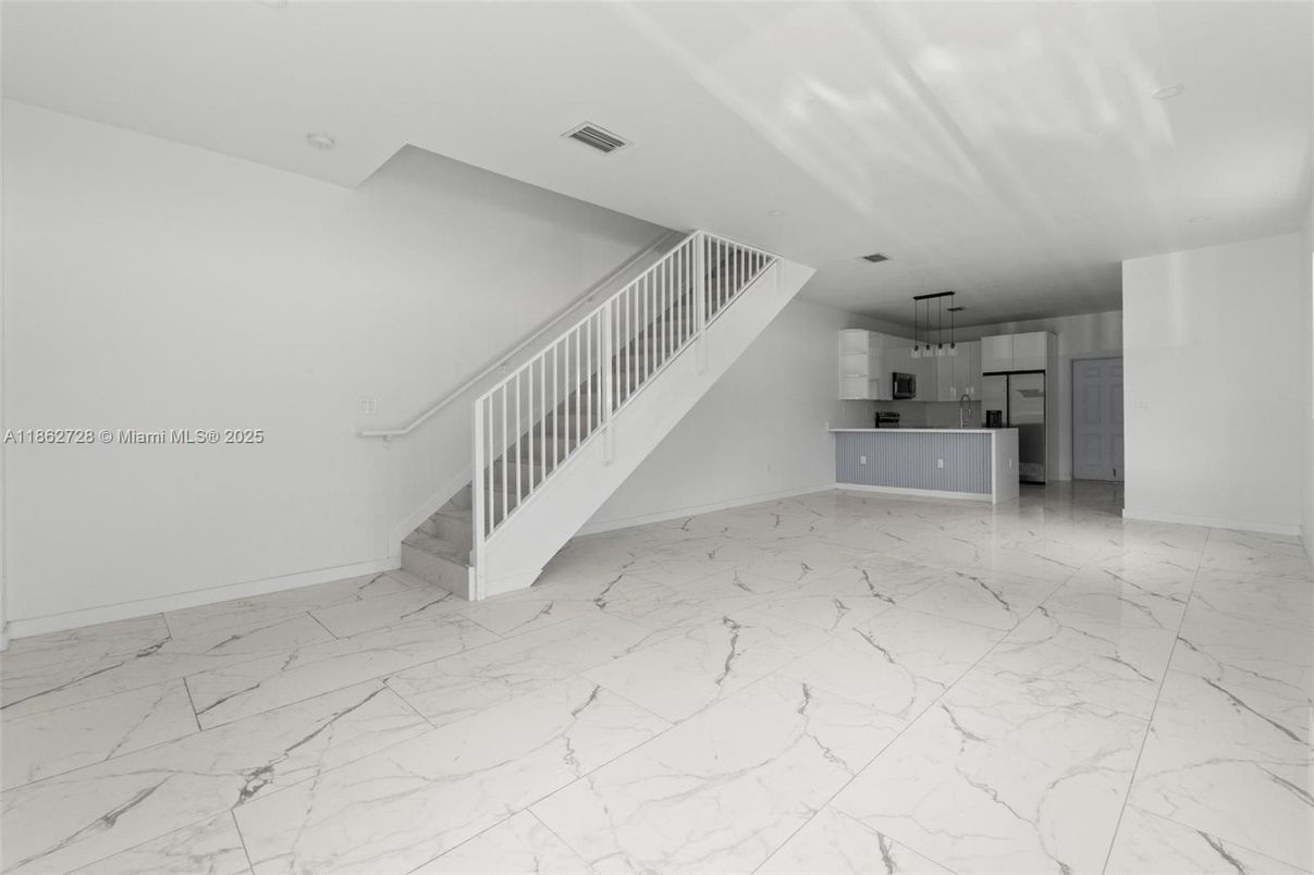 Empty room, Interior, Kitchen, Marble, Pendant Lights