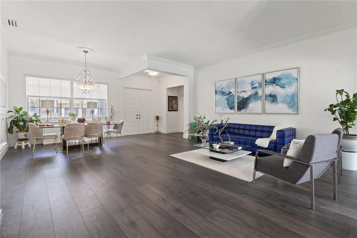 Dining room, Interior, Living room, Pendant Lights, Wood Texture Flooring
