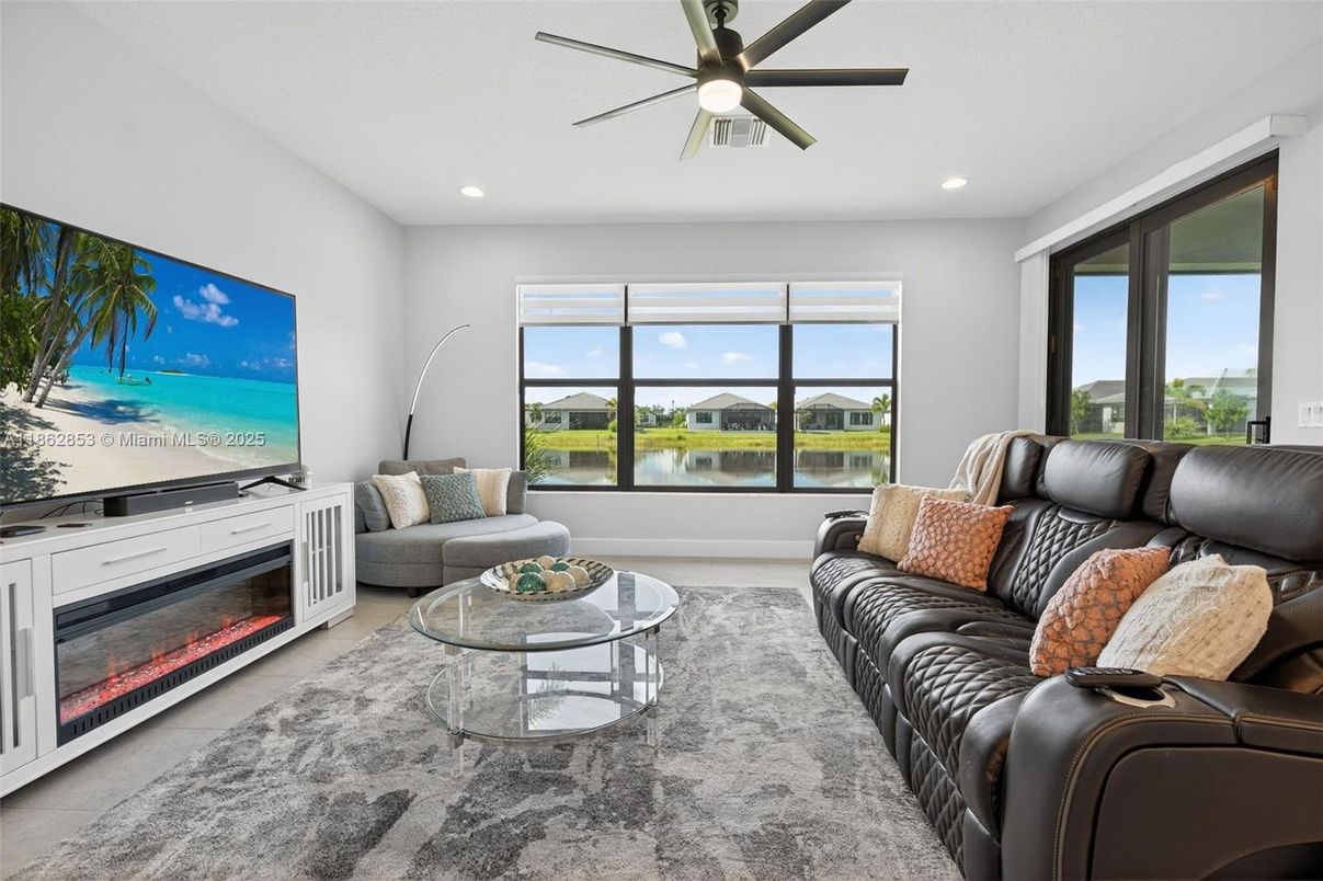 Fireplace, Interior, Living room, Recessed Lighting, Water