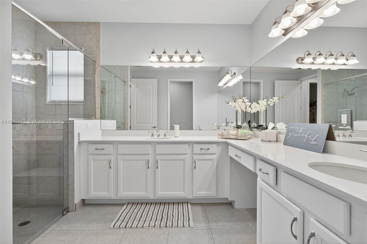 Bathroom, Dual Sink Vanities, Glass Shower, Interior