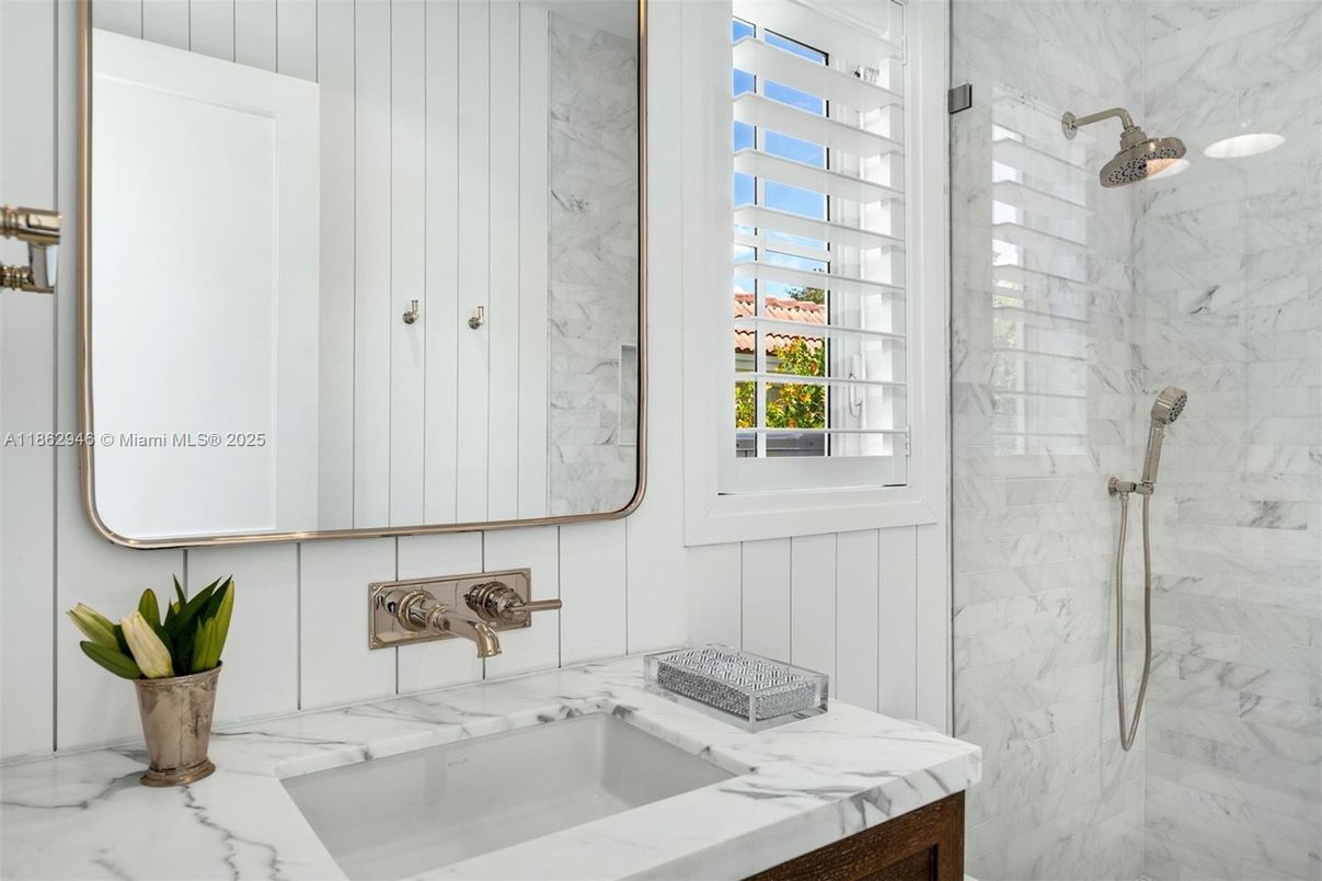Bathroom, Glass Shower, Interior, Marble Walls