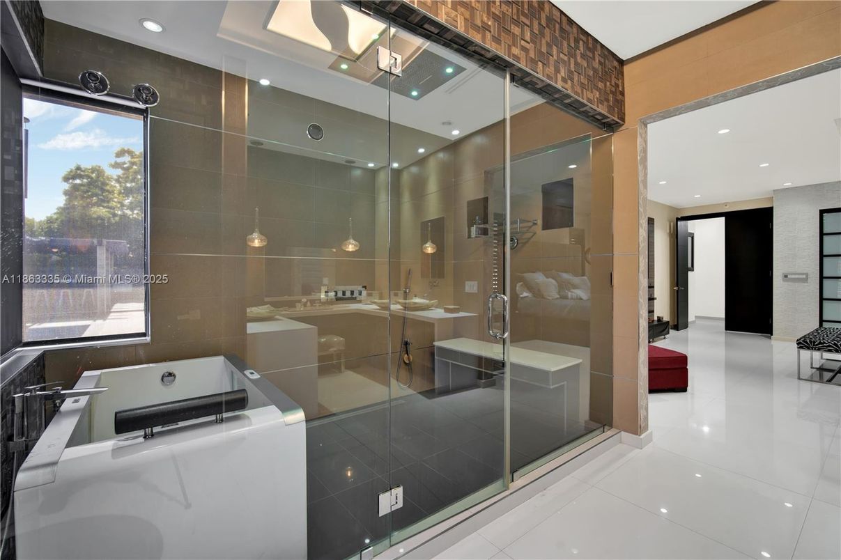 Bathroom, Glass Shower, Interior, Recessed Lighting