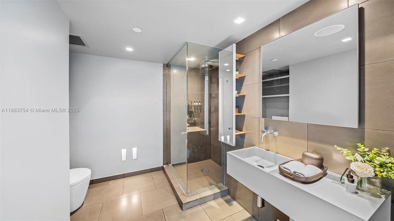 Bathroom, Glass Shower, Interior, Recessed Lighting