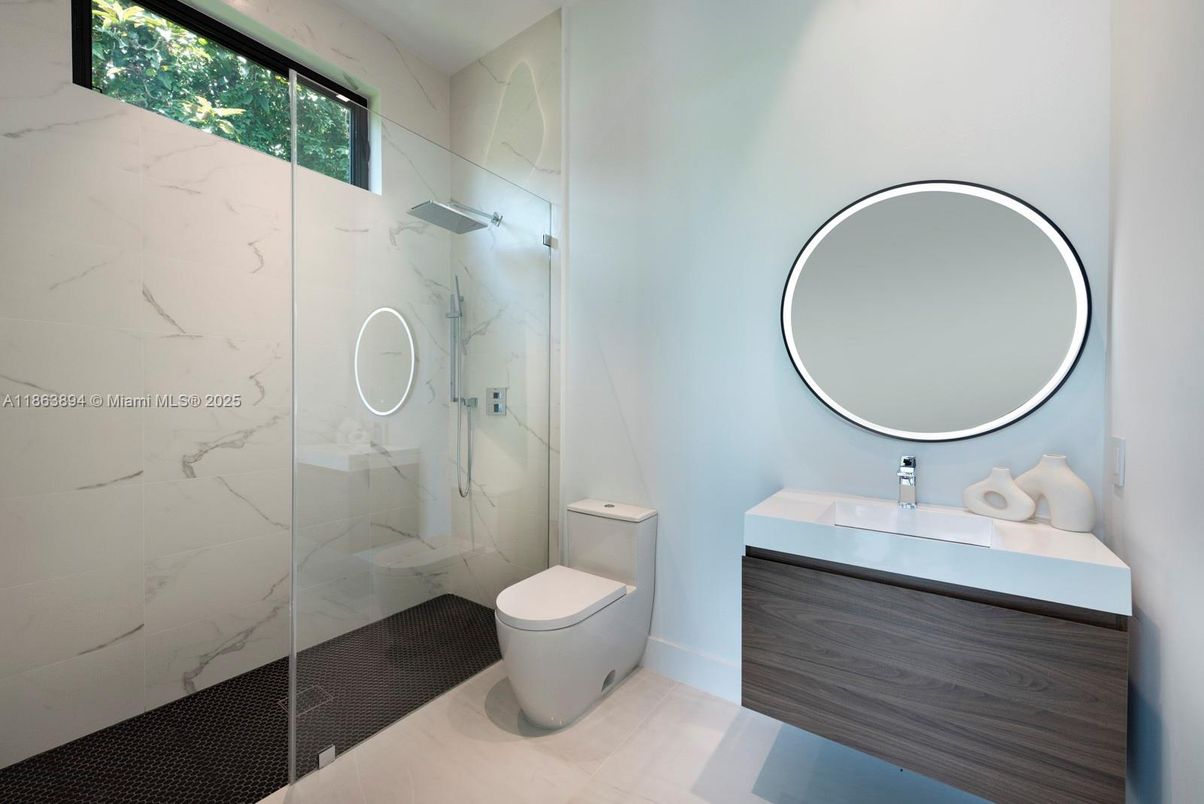 Bathroom, Glass Shower, Interior, Marble Walls