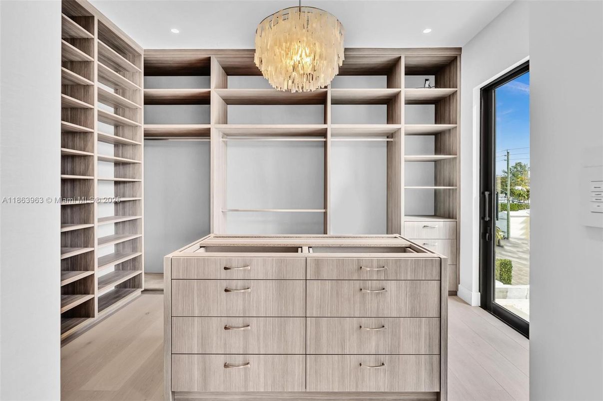 Chandelier, Interior, Recessed Lighting, Walk-in Closets, Wood Texture Flooring