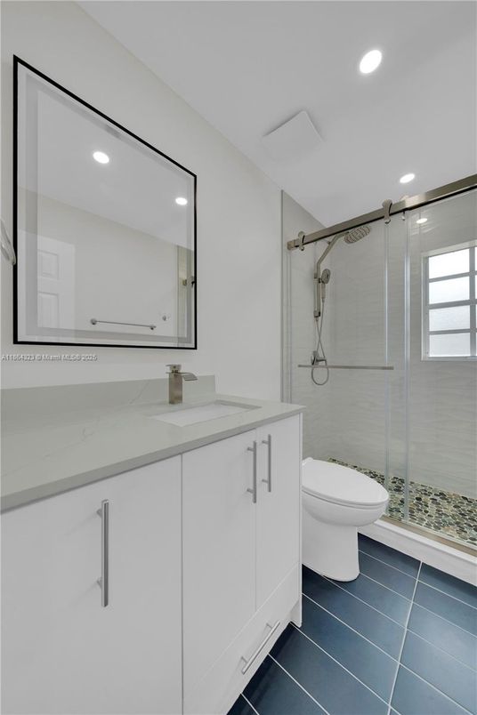 Bathroom, Dual Sink Vanities, Glass Shower, Interior, Recessed Lighting