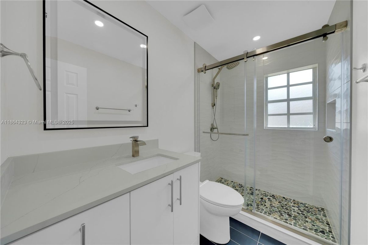 Bathroom, Glass Shower, Interior, Recessed Lighting