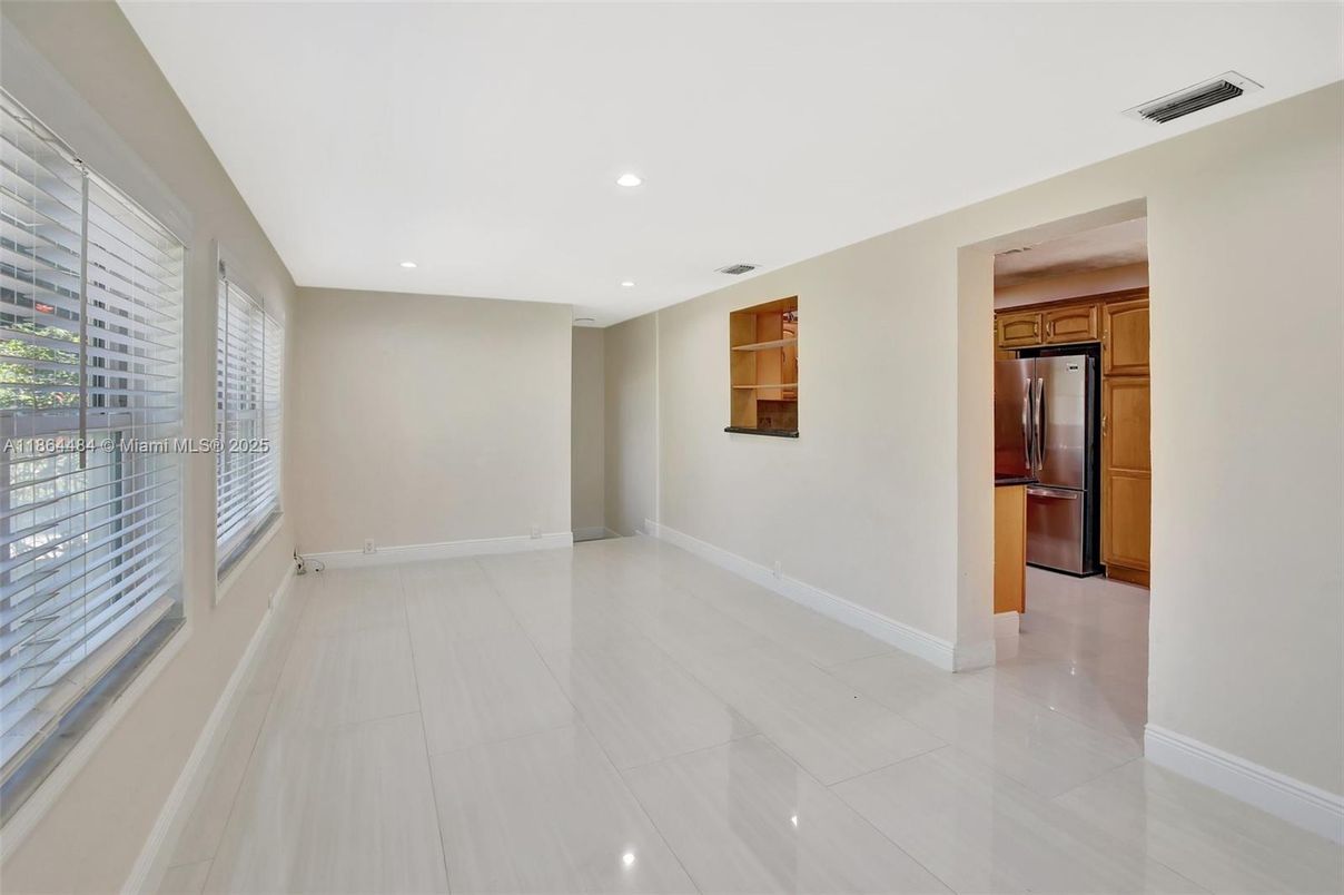 Empty room, Interior, Kitchen, Recessed Lighting, Stainless Steel Appliances
