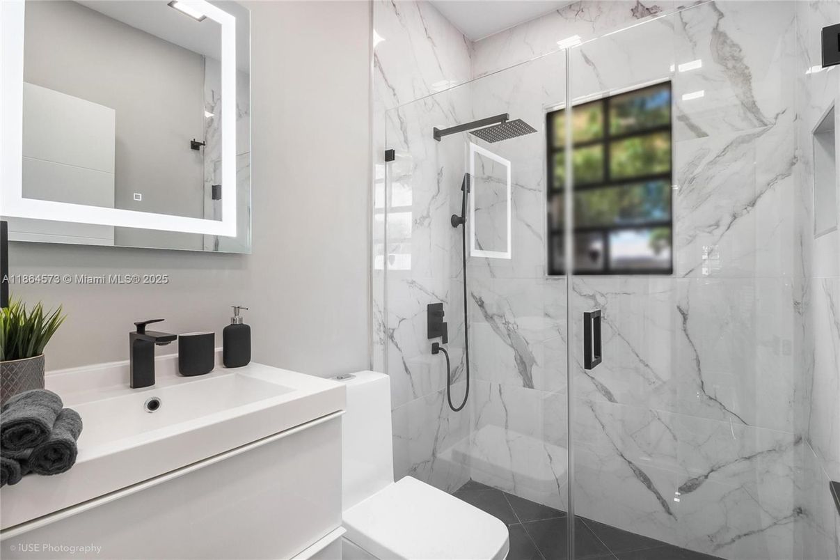 Bathroom, Glass Shower, Interior, Marble Walls