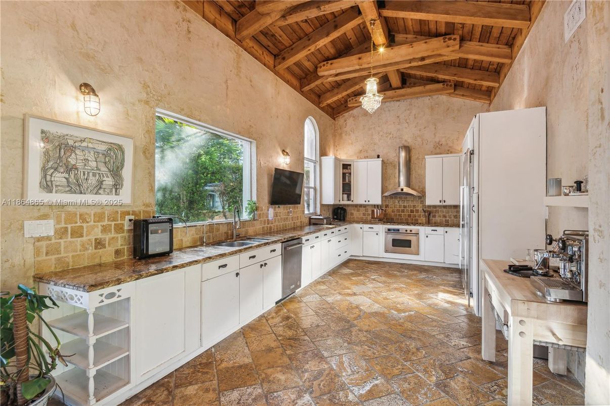 Interior, Kitchen, Stainless Steel Appliances, Stone Walls, Wooden Beams, Wooden Ceilings